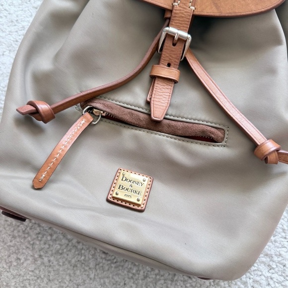 Dooney And Bourke Allie Nylon Beige Brown Leather Backpack Authentic main image 16